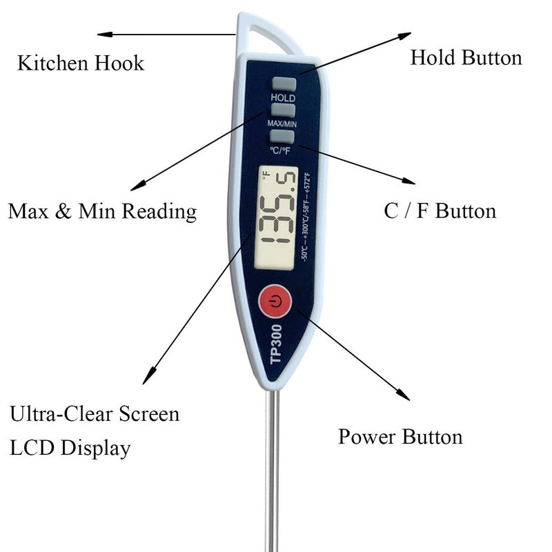 NANGOALA Digital Meat Food Thermometer for Candy Candle Milk BBQCooking Kitchen BBQ, Probe Instant Read Thermometer for Pork Deep Fry Roast Baking Temperature - Image 5